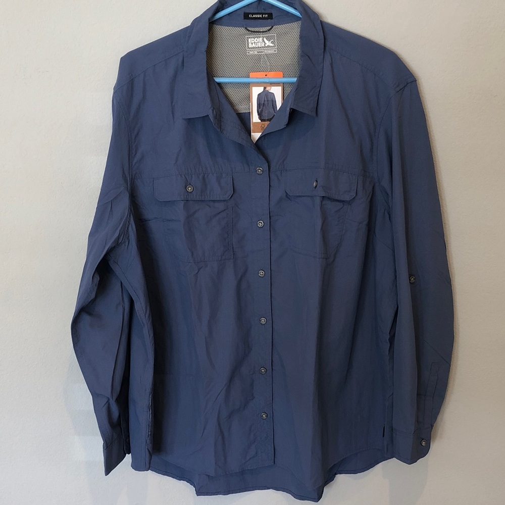 Eddie Bauer Blue Women's Button-Down Utility Shirt